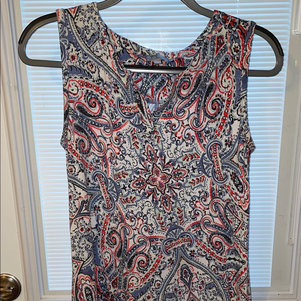Talbots Paisley Print Midi Dress - Red, Blue, White
